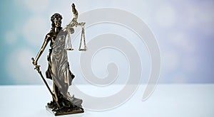 Symbols of law and justice. Bright background