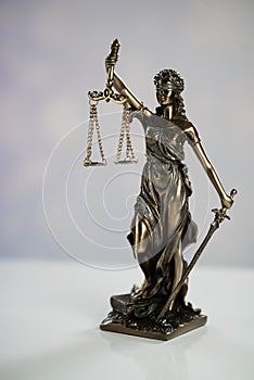 Symbols of law and justice. Bright background