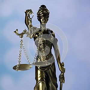 Symbols of law and justice. Bright background