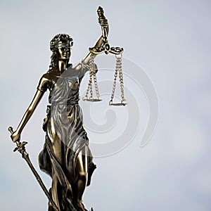 Symbols of law and justice. Bright background