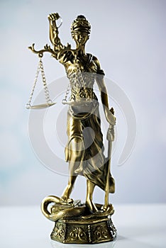 Symbols of law and justice. Bright background