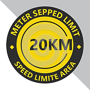 Symbols of logo for car speed limite 20 kilometer per hours sticker. photo