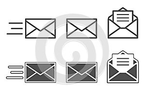 Symbols of receiving mail, opening envelope and reading messages