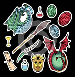 Symbols of the seven kingdoms. Magic stickers