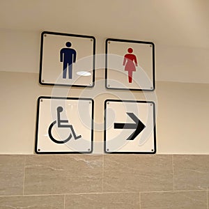 symbols to indicate the location of the toilet