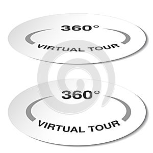 Symbols for virtual tour, oval white stickers.