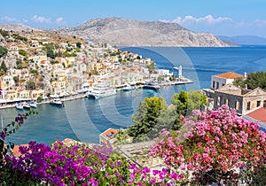 Symi town cityscape, Dodecanese islands, Greece