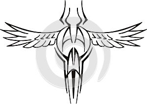 Symmetric bird tattoo