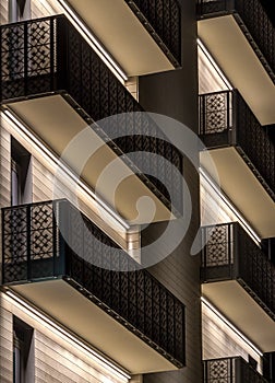 Symmetric Lighted balconies of a new building