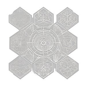 Geometric Abstract Design With Hexagonal And Circular Elements pattern symmetrical