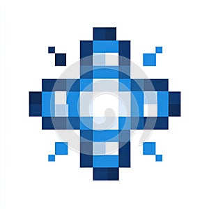 Abstract Geometric Blue Diamond Shape Made Of Small Squares On White Background