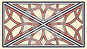 A symmetrical abstract geometric pattern within a rectangular frame. vector design Generative AI