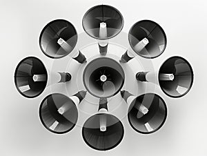 Circle of Megaphones on White photo