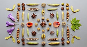 Symmetrical arrangement of natural elements on