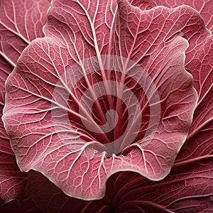 Symmetrical Arrangements: Close Up Of Pink Cabbage Leaf