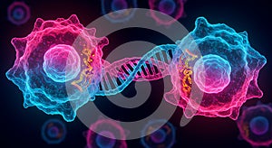 Symmetrical audio waveform visualization with glowing lines and spheres