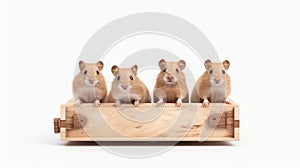 Symmetrical Balance: Six Hamsters Carrying Wooden Boxes In Queer Academia Style