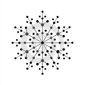 Black Snowflake Pattern On White Background Vector Geometric Design