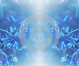 Symmetrical Blue Lobelia flowers. Abstract Flowers as a background. Ourdoor. Summer time. Web banner