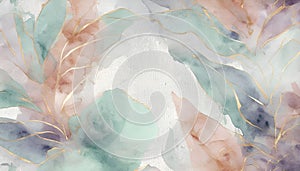 Symmetrical Botanical Elements with Golden Geometric Frames on a Matte Navy Blue Background