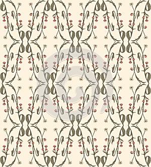 Symmetrical botanical pattern with floral
