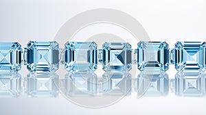 Symmetrical Composition Of Blue Emeralds With Aquamarine-cut Diamonds