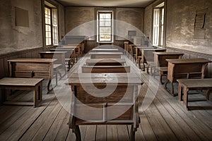 Symmetrical design of historic educational classroom for children