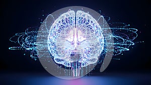 Symmetrical Digital Brain with Central Core and Artificial Intelligence Visualization