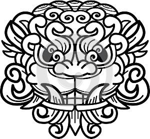 A Symmetrical Face of a Foo Dog Created as Line Art