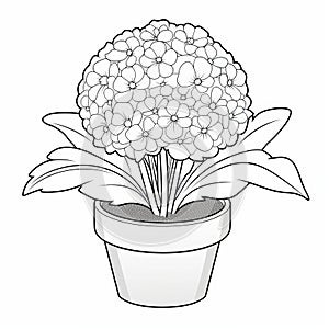 Symmetrical Flower Pot Coloring Page With Ambient Occlusion Style