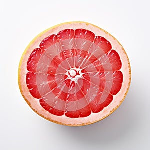 Symmetrical Half-sliced Grapefruit On White Background
