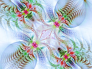 Symmetrical hypertile fractal 3d rendering photo