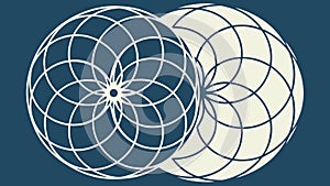 Symmetrical Interlocking Circles Abstract Geometric Pattern, vector design Generative AI