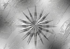 A symmetrical, metallic 3D star with