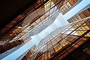 Symmetrical mirrored office buildings, Hong Kong photo