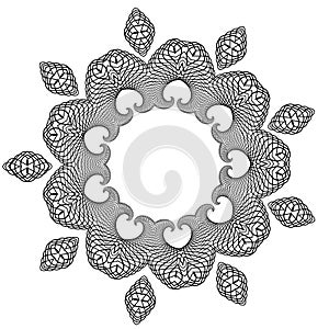 The symmetrical pattern of abstract shapes creates an ornament in the shape of a beautiful flower.