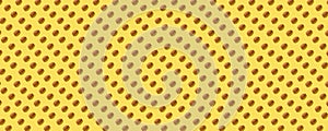 Symmetrical pattern of almonds on yellow background. Continous pattern, isolate, flat lay, minimal