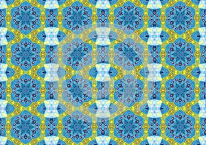 Symmetrical pattern with blue stars on a blue background.
