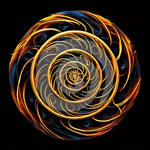 a symmetrical pattern of interlocking circles and spirals creat