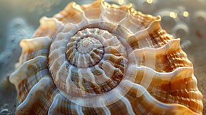 The symmetrical pattern of a seashell with its spirals and perfectly formed curves.