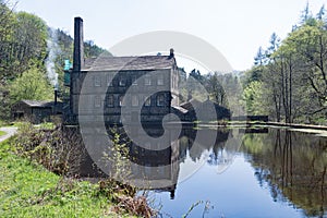 Symmetrical reflections at Gibson Mill, Hardcastle Craggs.