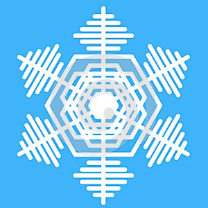 Symmetrical snowflake christmas decoration, geometric vector icon