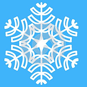 Symmetrical snowflake is a crystal shape of a Christmas snowflake