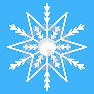 Symmetrical snowflake, winter Christmas decoration. Crystal snowflake geometric