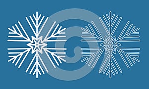 Symmetrical snowflake, winter icy snowflake icon, crystal symbol