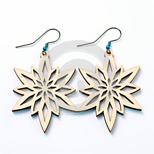 Symmetrical Star Wood Earrings With Vividly Bold Designs photo