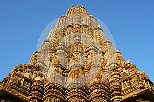 Symmetrical structure of the Kandariya Mahadeva temple, Khajuraho, India