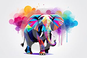 Symmetrical Tessellated Geometric Elephant Vector Art: Vibrant Smoke Effects