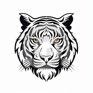 Symmetrical Tiger Head Isolated On White - Kilian Eng Style