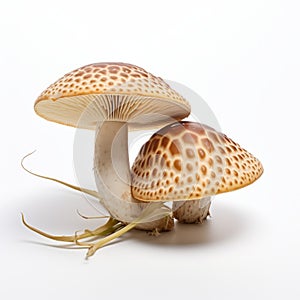 Symmetrical Troubadour Style: Two Ambarella Mushrooms In Bold Coloration